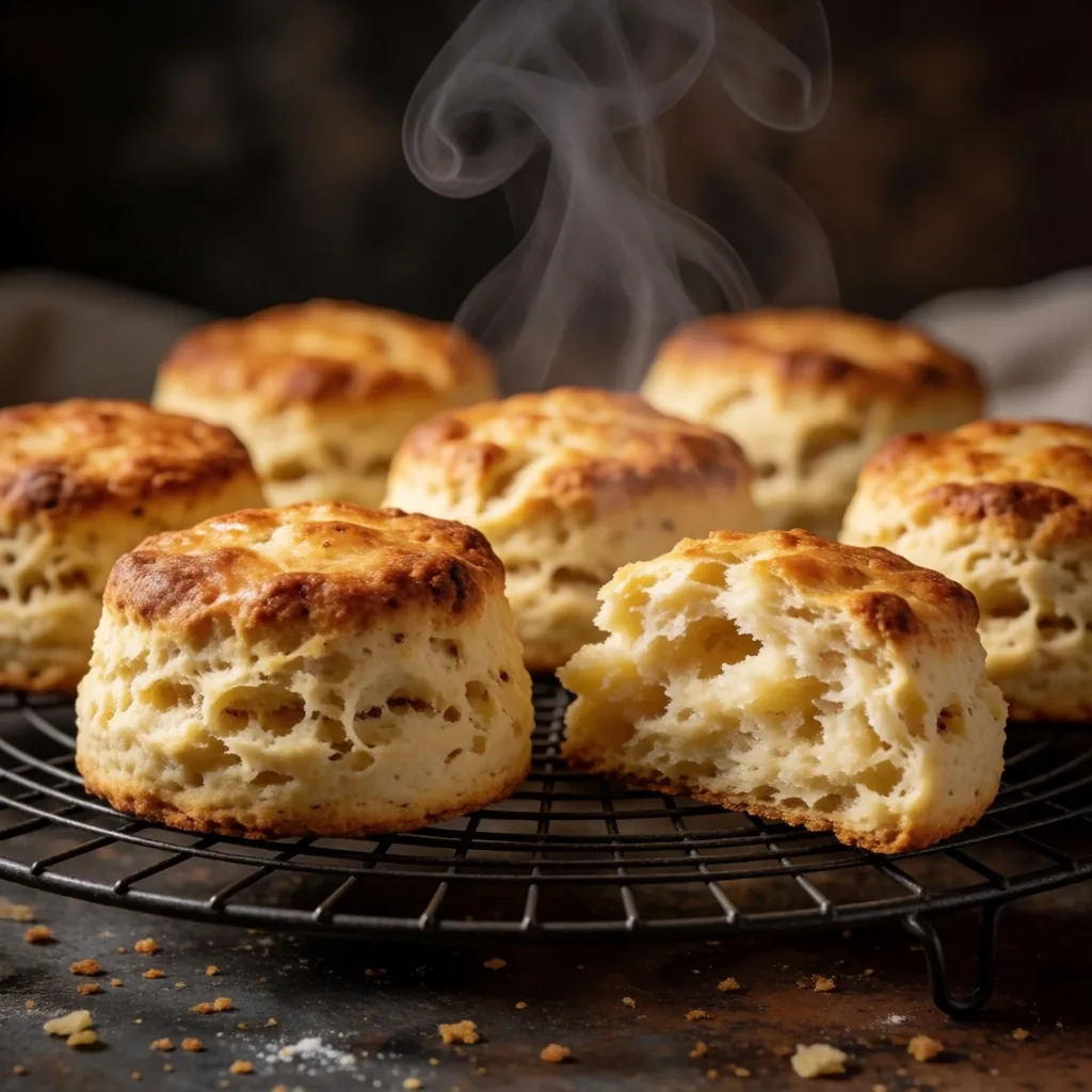 Freshly baked scones cooling on a rack